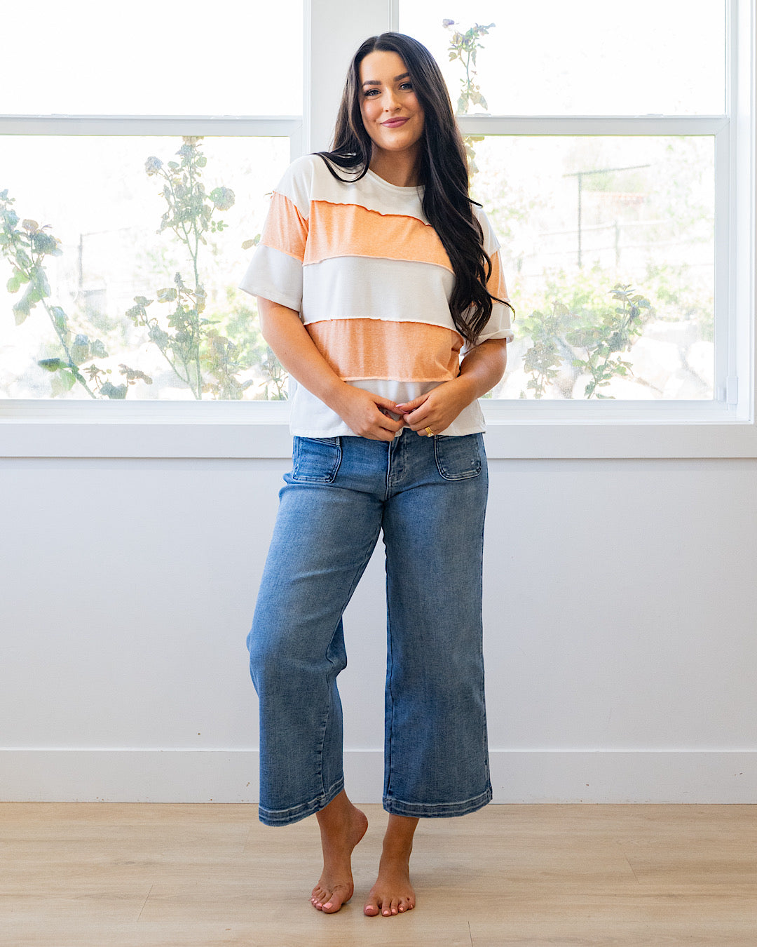 NEW! Maya Color Block Top - Peach