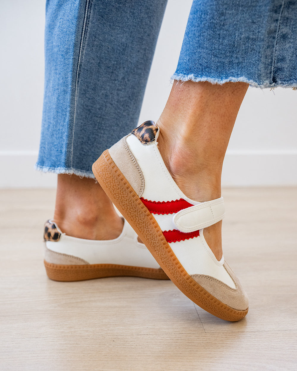 Corkys Calm Down Mary Jane Sneakers - White & Red Corkys Footwear