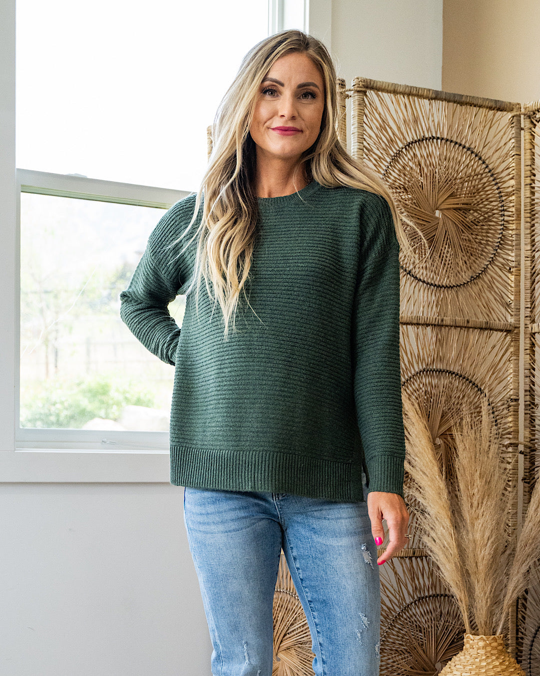 NEW! Leslie Side Slit Sweater - Kale  Staccato   