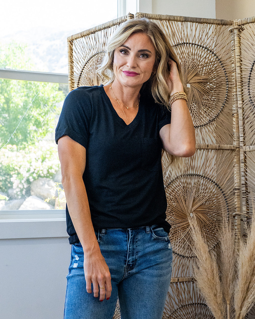 Step Right Out V Neck Pocket Top - Color Options Available! Michelle Mae Black