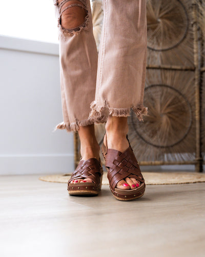 Corkys Dream Weaver Wedge Sandals - Tobacco FINAL SALE  Corkys Footwear   