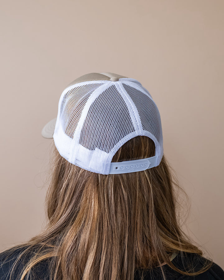 NEW! Game Day Khaki and White Trucker Hat