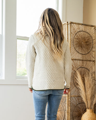 Katherine Quilted Half Zip Jacket - Oatmeal  Staccato   