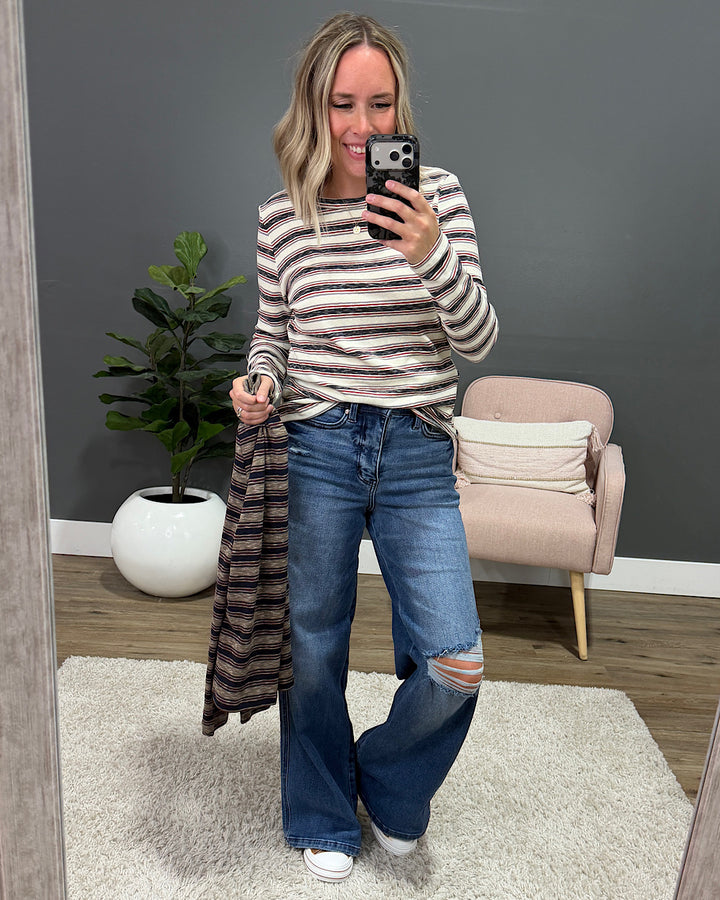 NEW! Alexa Multi Striped Top - Cream, Navy & Rust