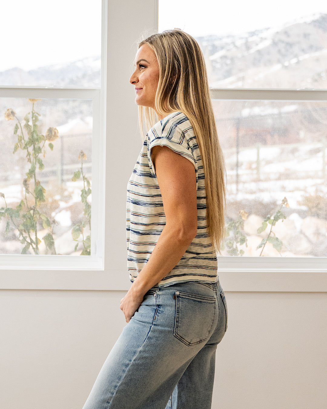 NEW! Alicia Striped Slub Knit Top - Jade