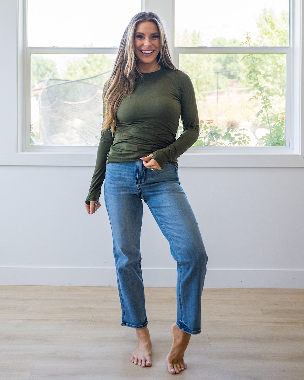 NEW! Blair Long Sleeve Top - Dark Olive Michelle Mae