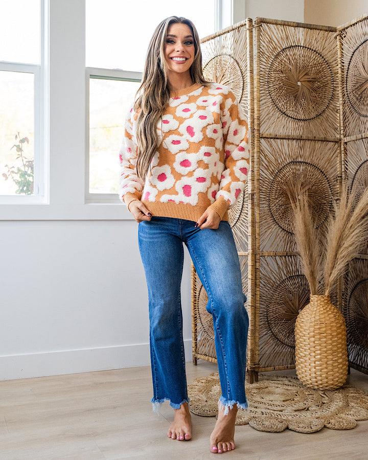 Clara Raised Daisy Sweater - Taupe FINAL SALE Lovely Melody