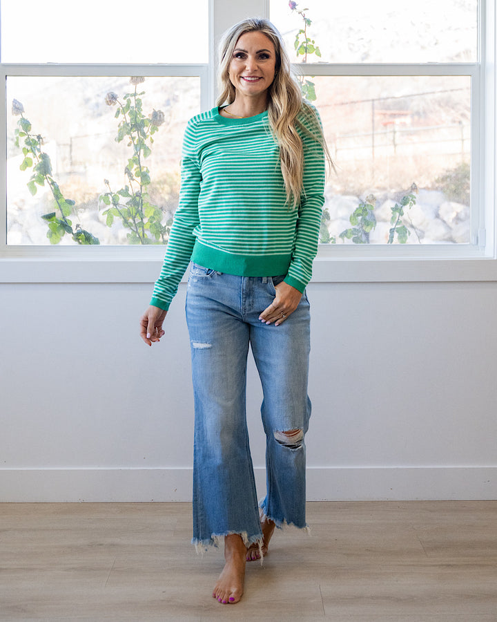 NEW! Lauren Striped Raglan Sweater - Green