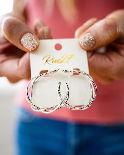 NEW! Twisted Hoop Earrings - Silver Trendy Wholesale