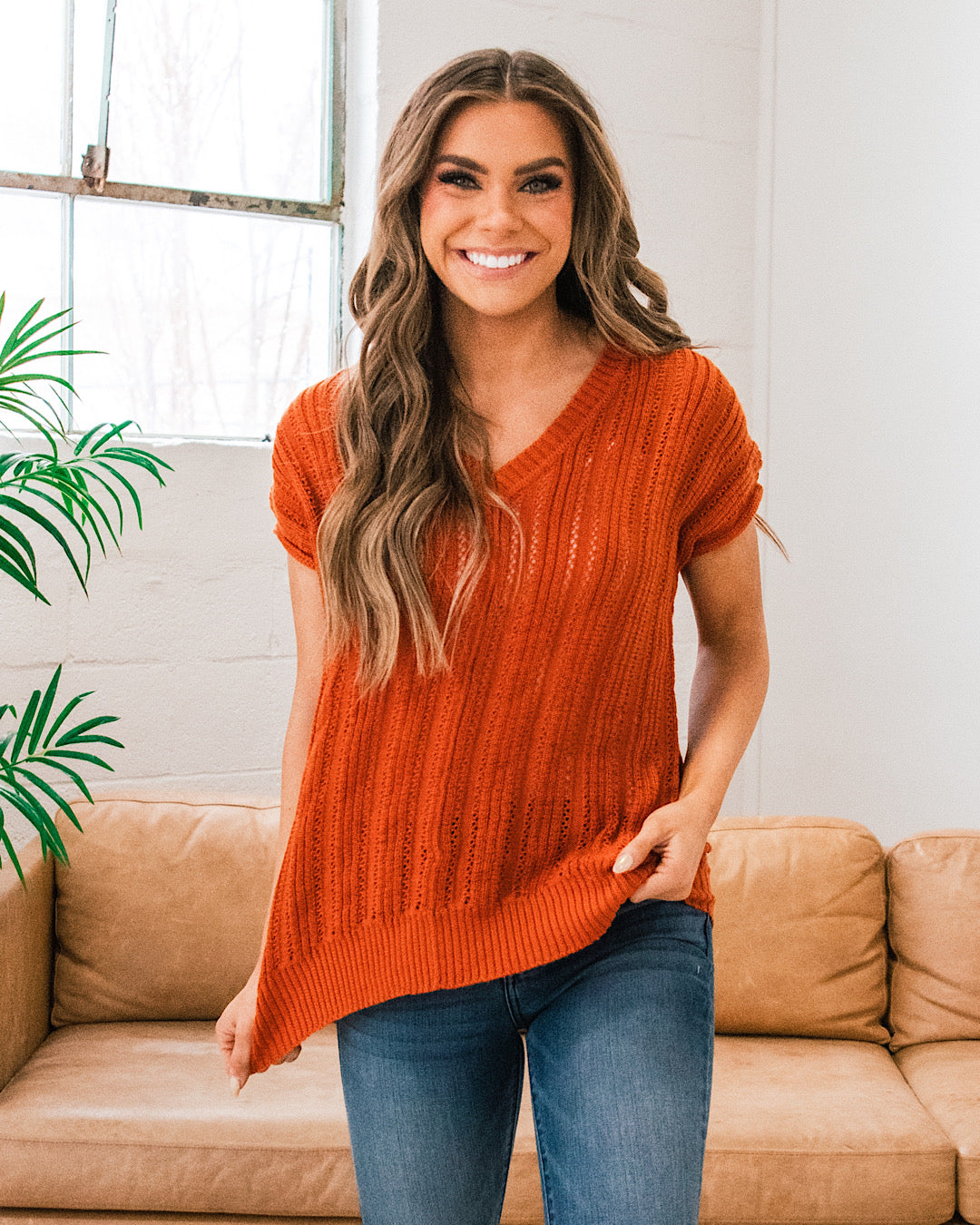 NEW! Layla Burnt Orange Short Sleeve Sweater  Sew In Love   