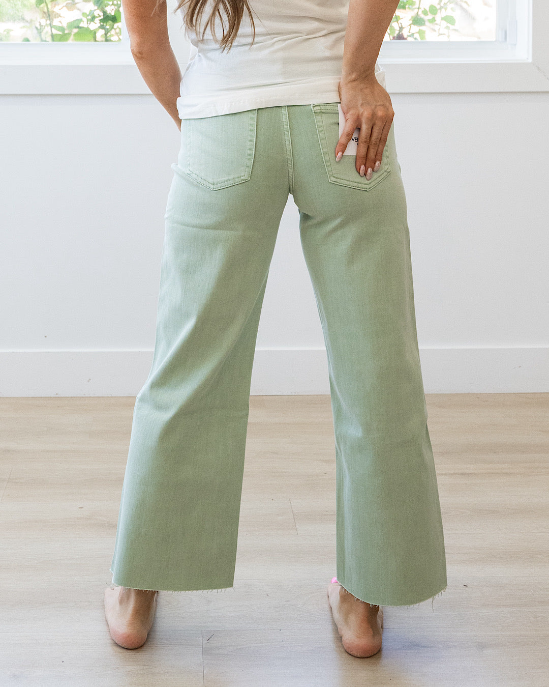 NEW! Vervet Skye Wide Leg Non Distressed Crop Jeans - Mint