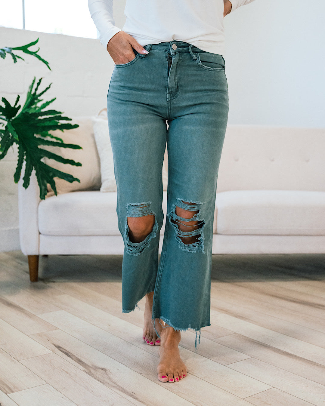 Vervet 90's Crop Flare Jeans - Color Options Available! Vervet Mallard Green