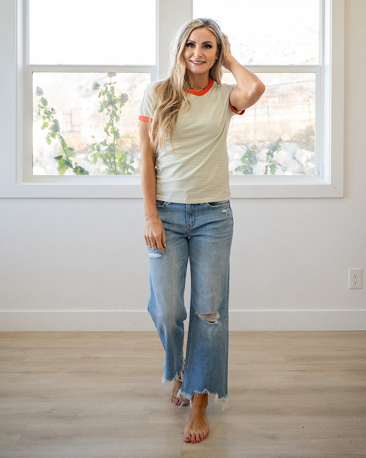 NEW! Alexis Striped Knit Top - Cream & Sky