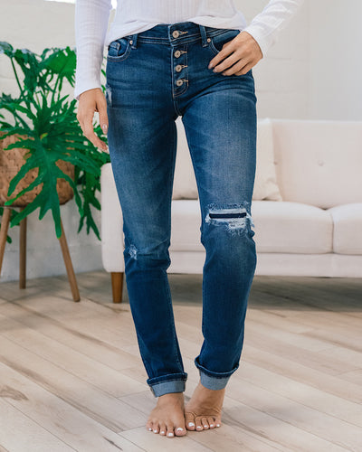 KanCan Kelsey Patched Straight Jeans  KanCan   