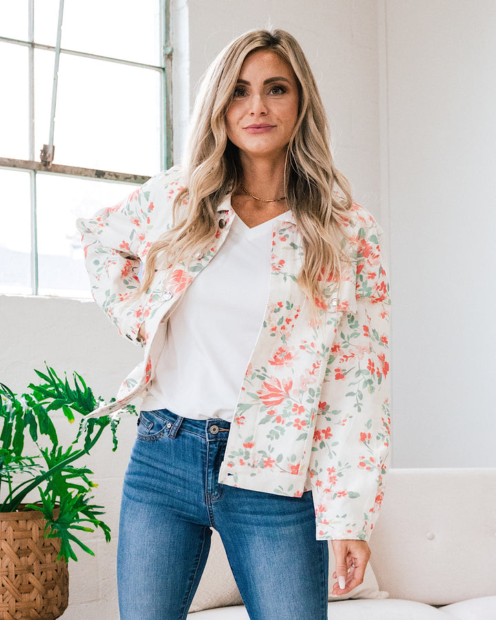 Coral denim jacket deals