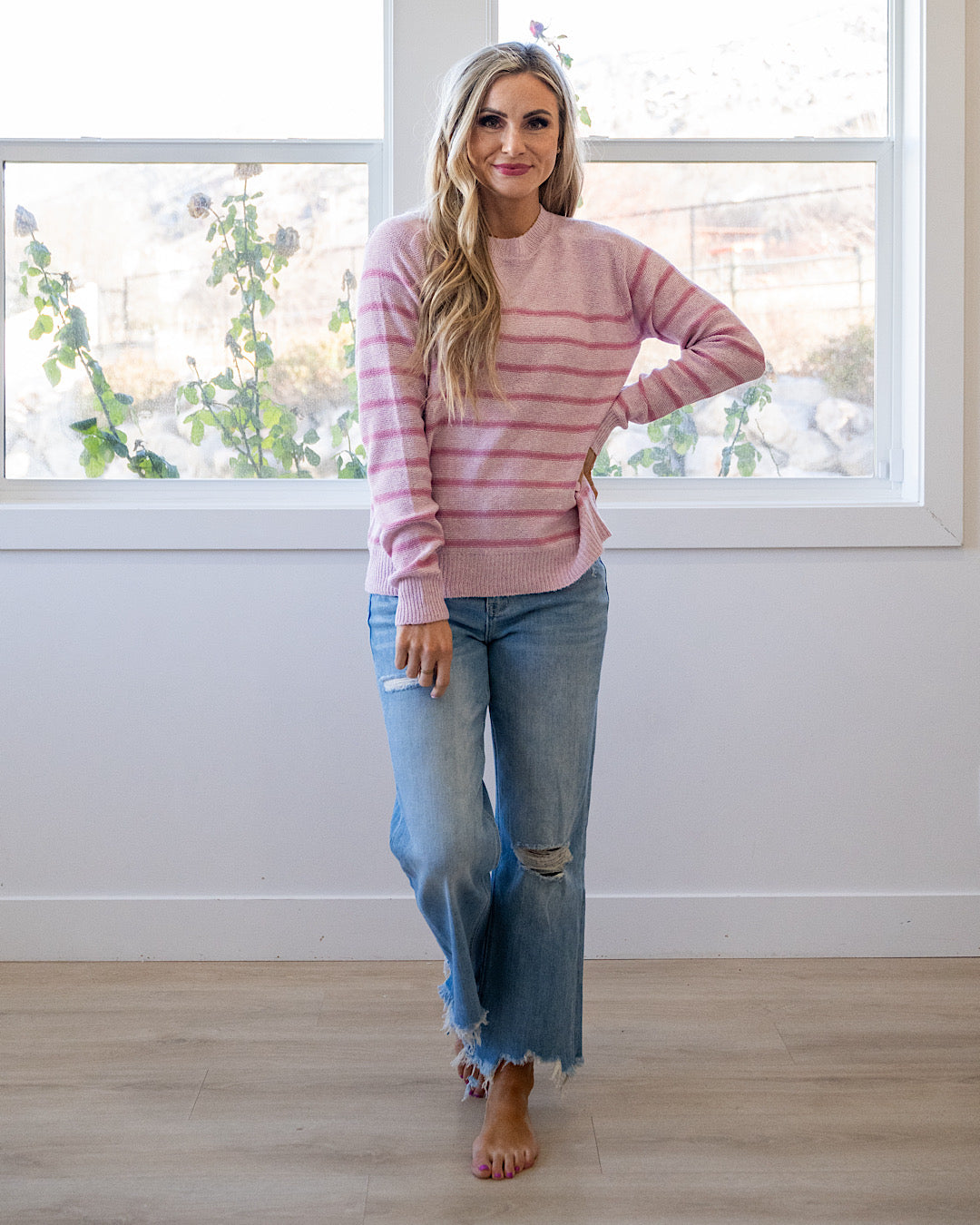 NEW! Angelina Striped Sweater - Pink Staccato