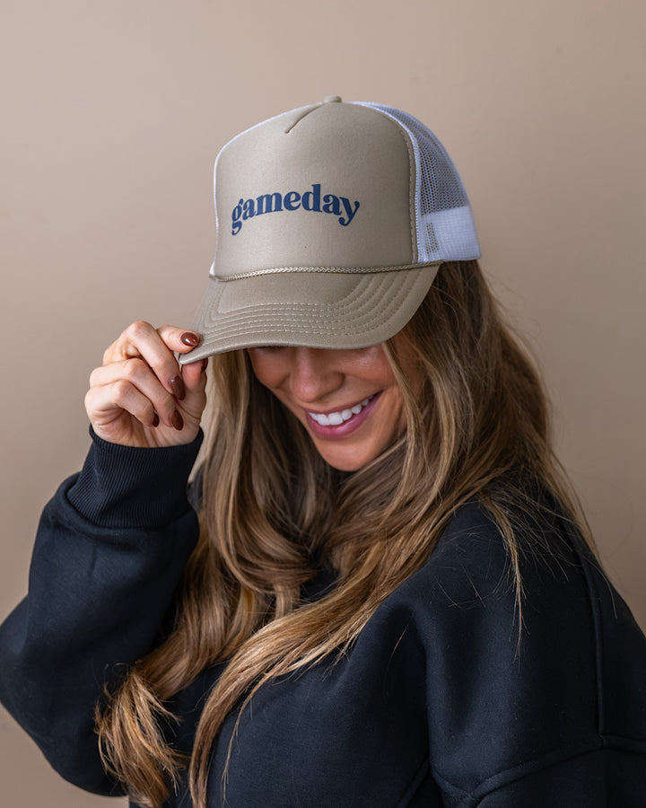 NEW! Game Day Khaki and White Trucker Hat