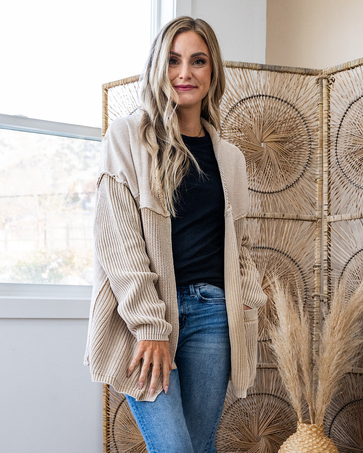 NEW! Beth Vintage Knit Grandpa Cardigan - Khaki