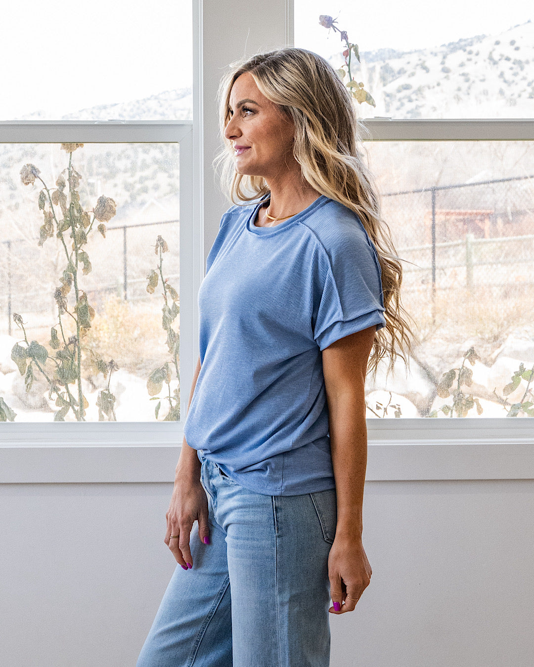 NEW! Meredith Drop Shoulder Top - Denim