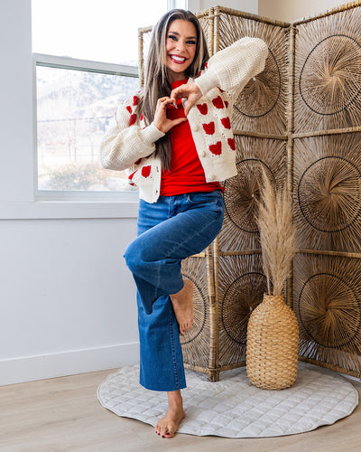 NEW! Lover Cardigan - Red Hearts