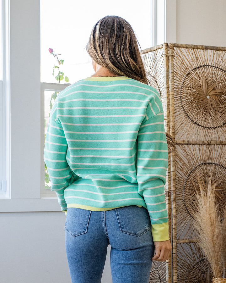 NEW! Charlotte Contrast Striped Sweater - Mint