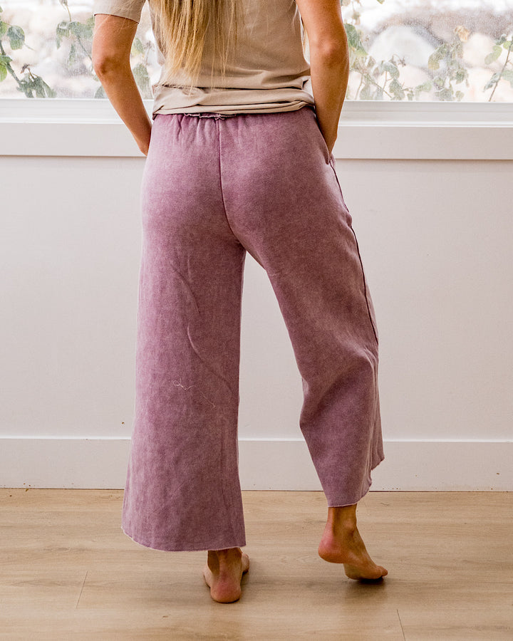 NEW! Cropped Wide Leg Comfy Pants - Light Rose Zenana