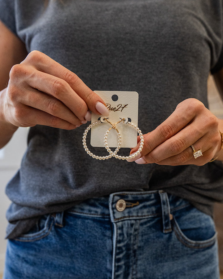 NEW! Pearl Beaded Hoop Earrings