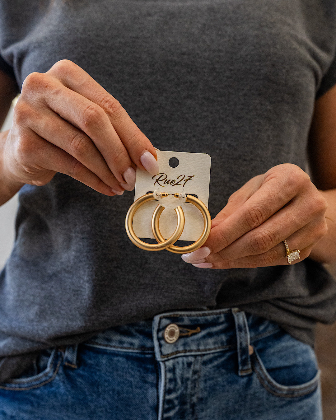 NEW! Matte Gold Open Hoop Earrings