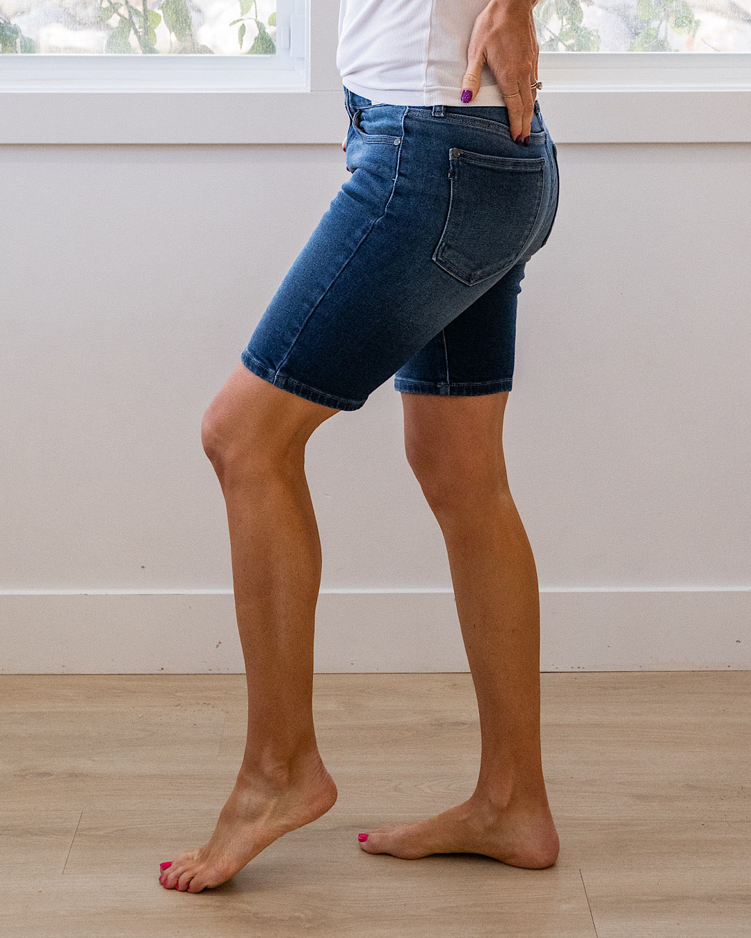 NEW! Judy Blue Janelle Non Distressed Bermuda Jean Shorts Judy Blue