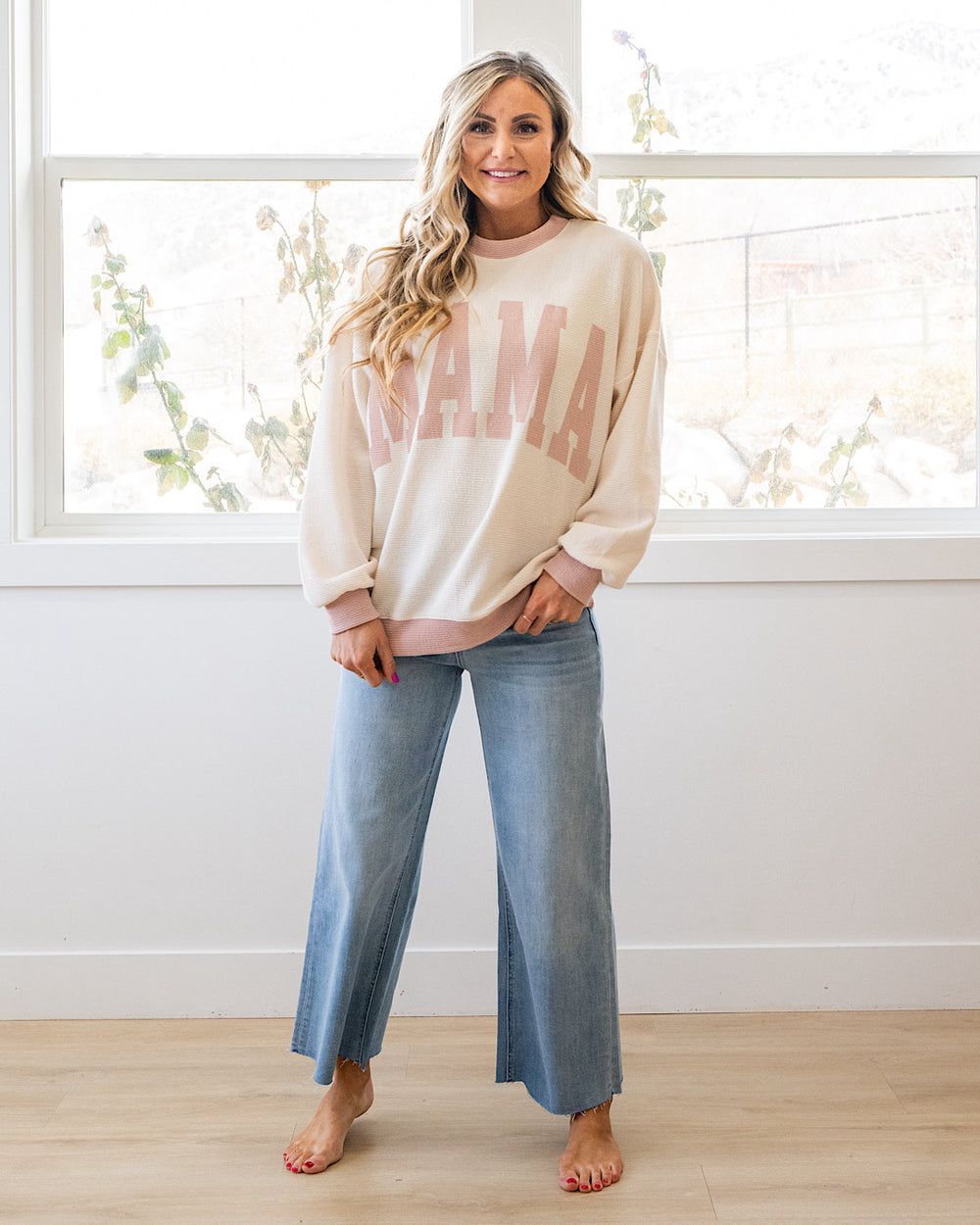 NEW! Mama Cloud Knit Long Sleeve Top - Cream & Rose Tres Bien