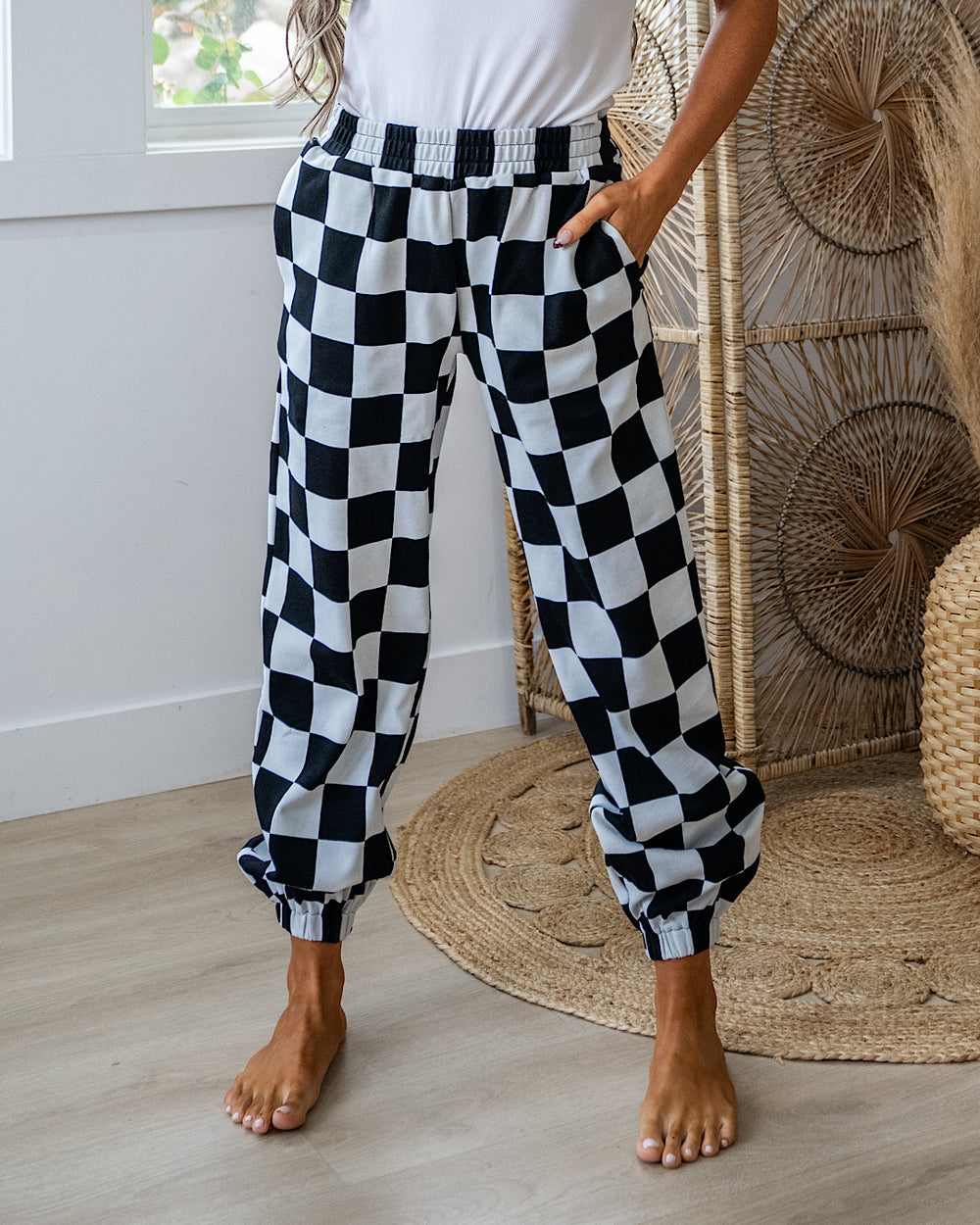 NEW! Ampersand Ave Black Jack Checkered Joggers Ampersand Ave