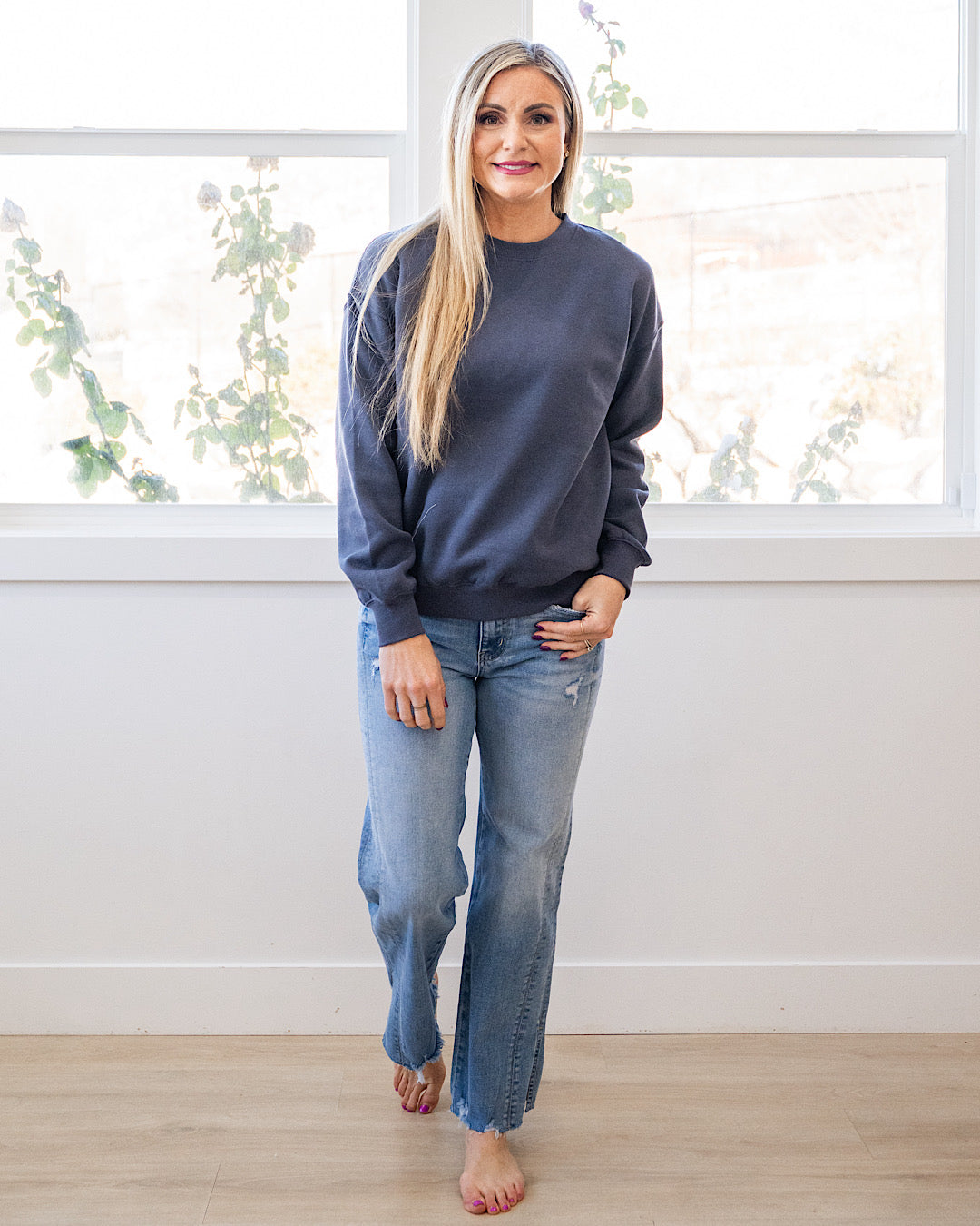 The Go To Fleece Crewneck Sweatshirt - Denim Blue Reflex