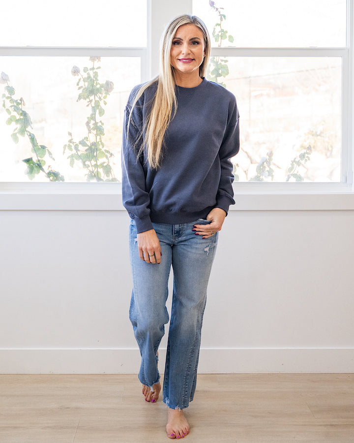The Go To Fleece Crewneck Sweatshirt - Denim Blue Reflex