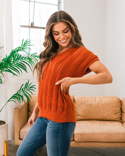 Layla Burnt Orange Short Sleeve Sweater  Sew In Love   