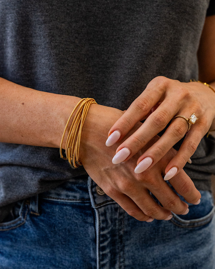 Guitar String Multi Layer Bracelet with Bead Accent - Color Options Available! Trendy Wholesale Gold