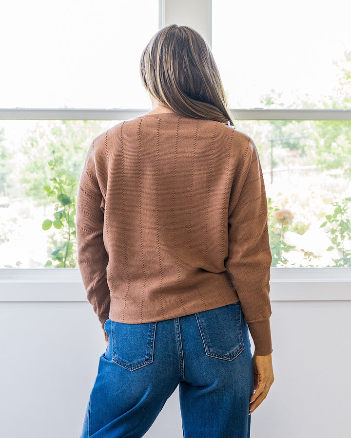 NEW! Adalyn Dolman Sleeve Textured Sweater - Mocha
