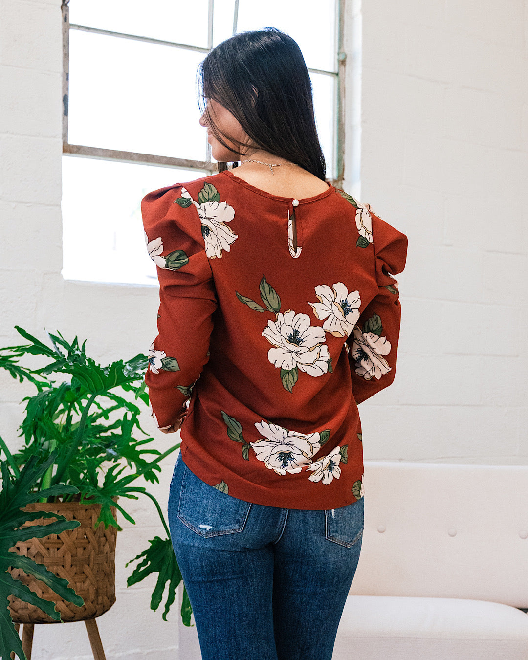 Find A Pulse Floral Puff Sleeve Top - Chestnut FINAL SALE  Lovely Melody   