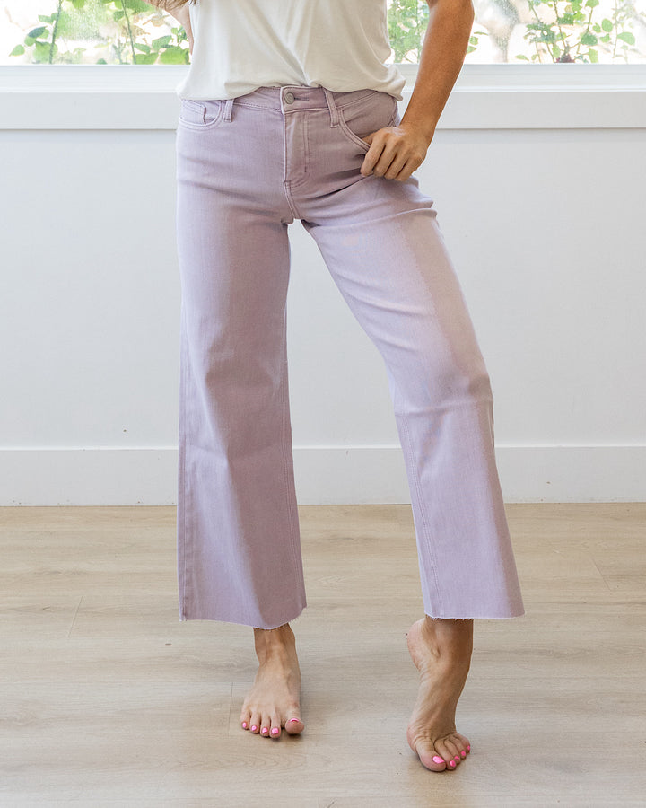 NEW! Vervet Skye Wide Leg Non Distressed Crop Jeans - Lavender