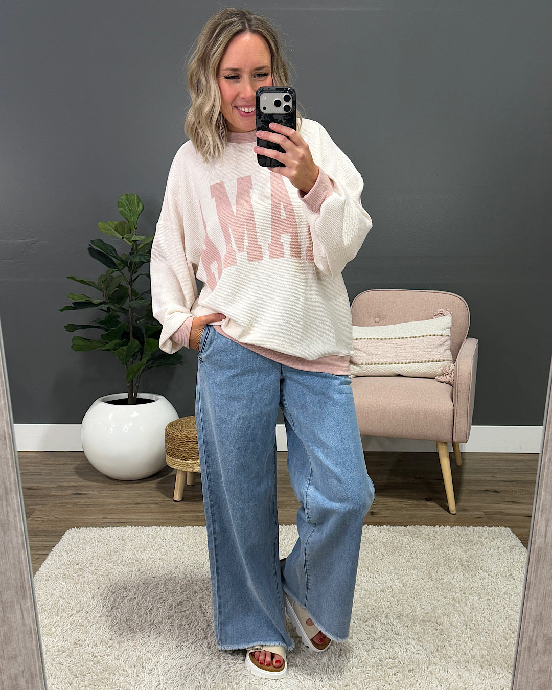 NEW! Mama Cloud Knit Long Sleeve Top - Cream & Rose Tres Bien