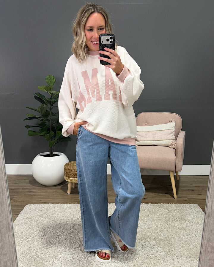 NEW! Mama Cloud Knit Long Sleeve Top - Cream & Rose Tres Bien