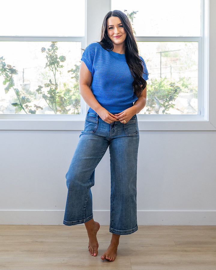 NEW! Nicole Crochet Knit Top - Royal