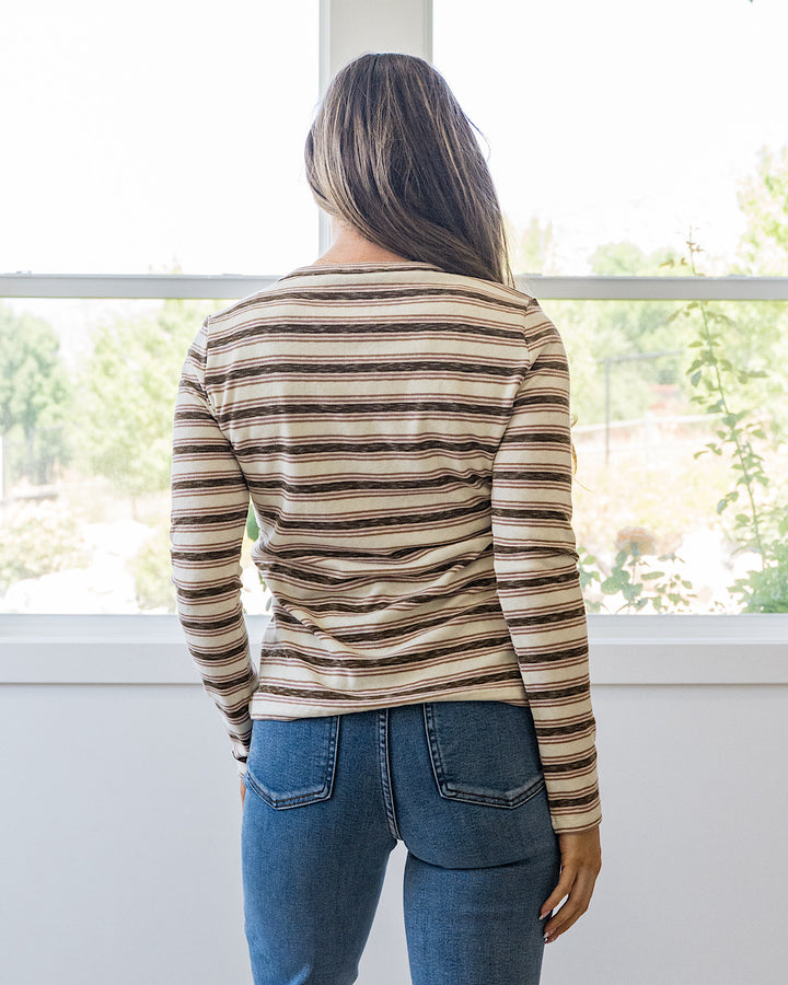 NEW! Alexa Multi Striped Top - Cream, Brown & Mauve