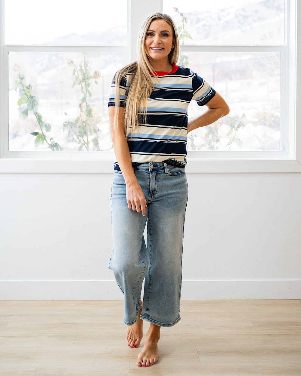 NEW! Anna Multi Stripe Top - Navy Staccato