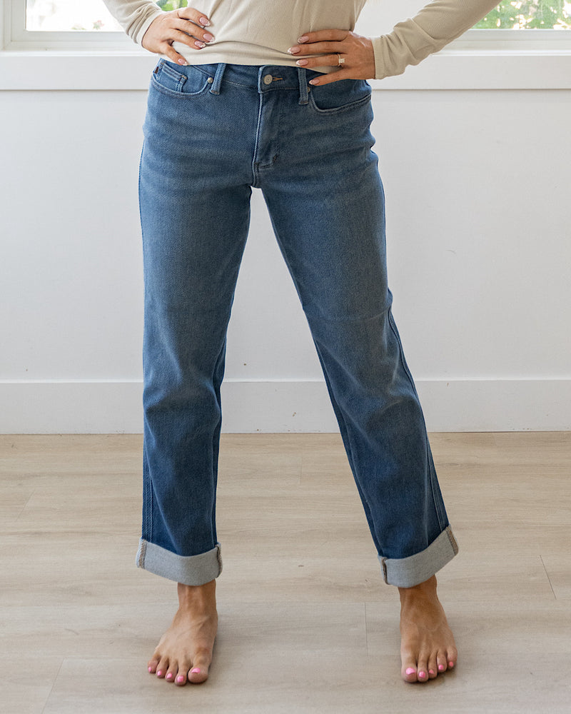NEW! Judy Blue Corrine Roll Hem Boyfriend Jeans Judy Blue