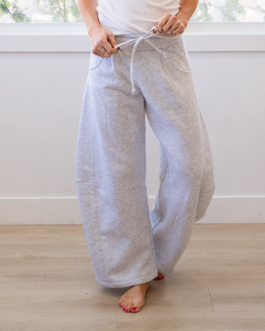 NEW! Micael Barrel Leg Lounge Pants - Ice Gray