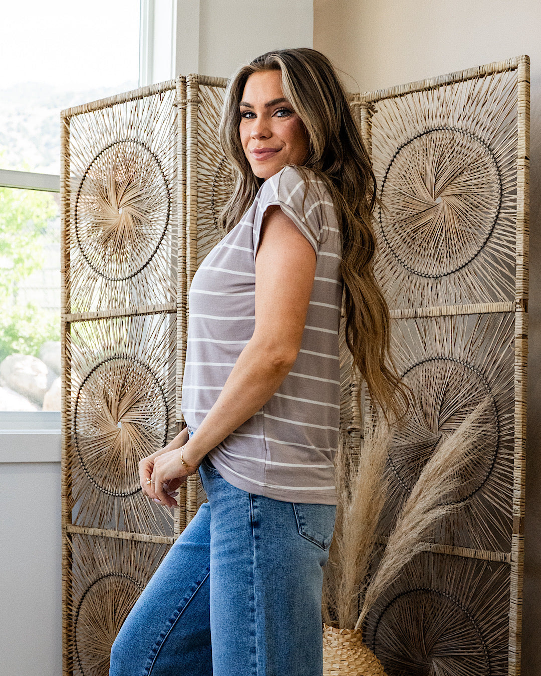 Take Me Back Striped Jersey Top - Stone Staccato