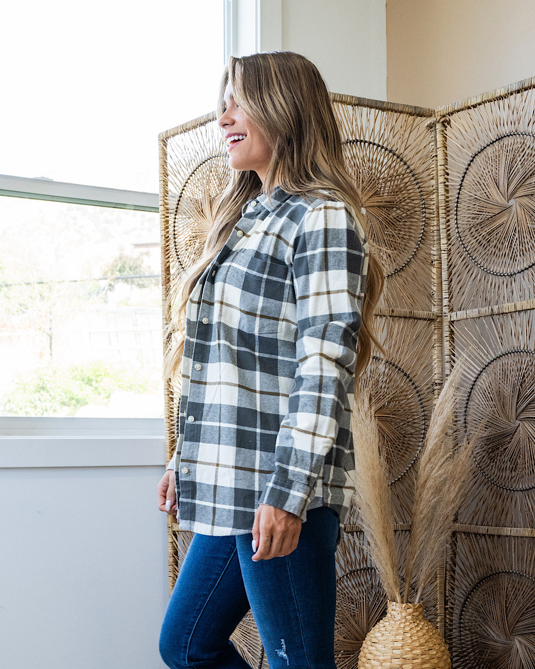 NEW! Lilou Olive Plaid Flannel Top  Thread & Supply   