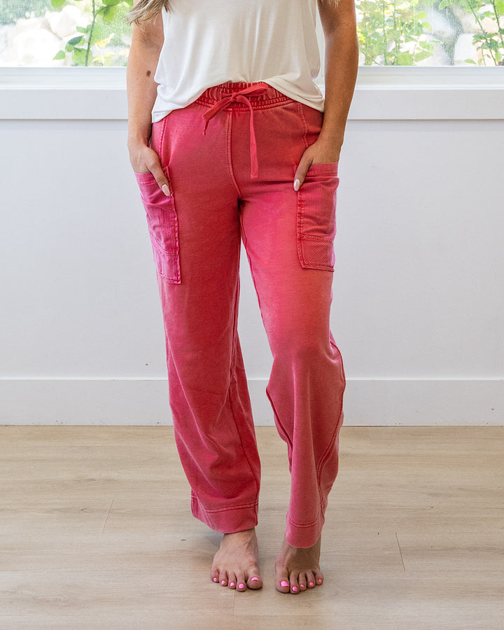 NEW! Rae Mode Terry Comfy Pants - Candy Red