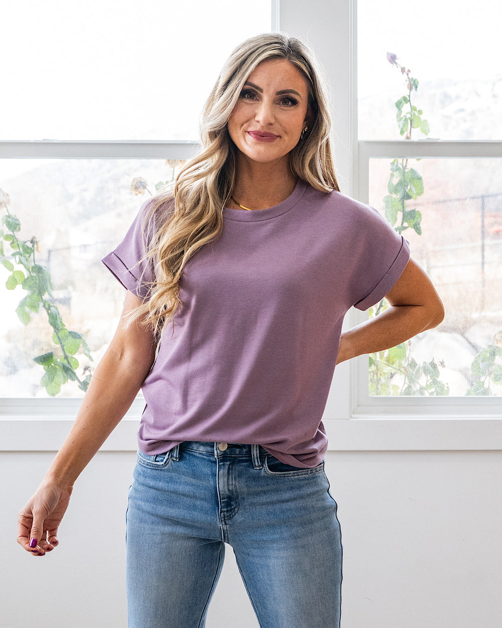 Melissa Roll Sleeve Top - Color Options Available! Staccato Dusty Lavender