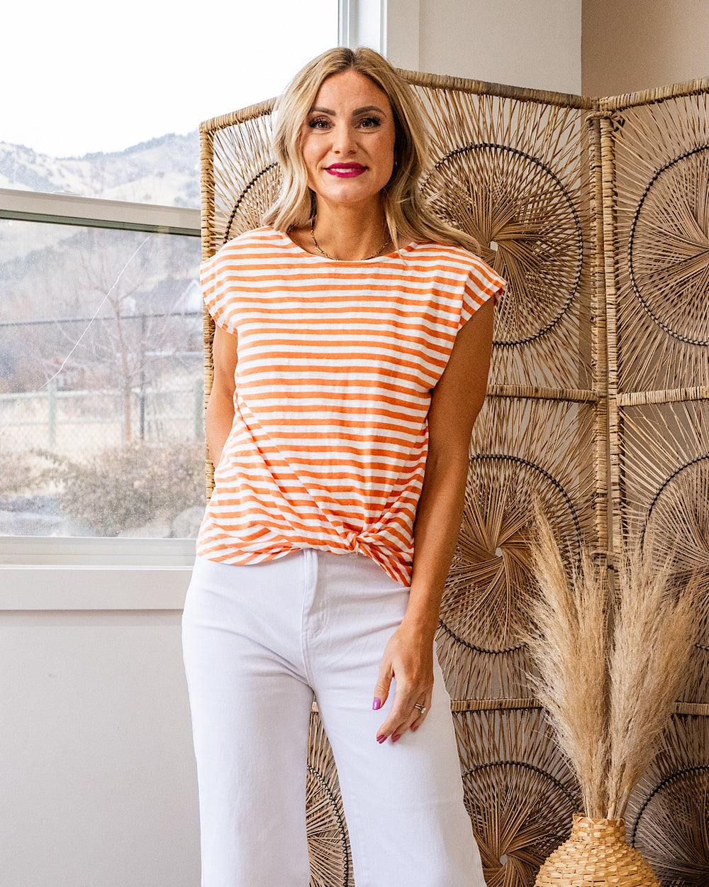 Erin Striped Twist Top - Color Options Available! Staccato Orange